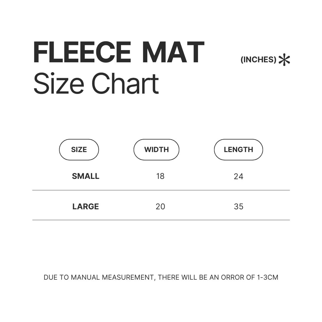 Fleece Mat Size Chart - BT21 Merch