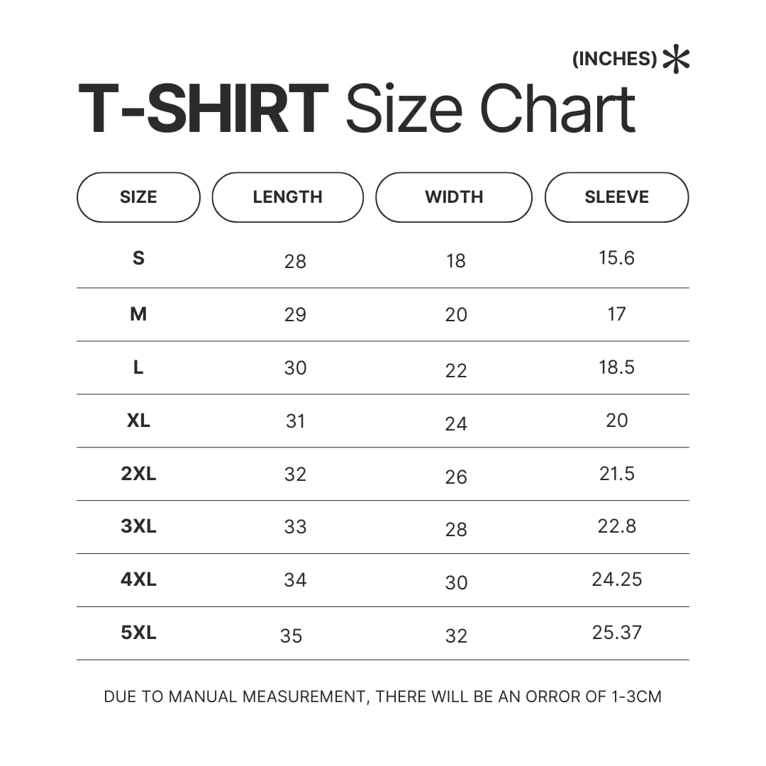 T shirt Size Chart - BT21 Merch