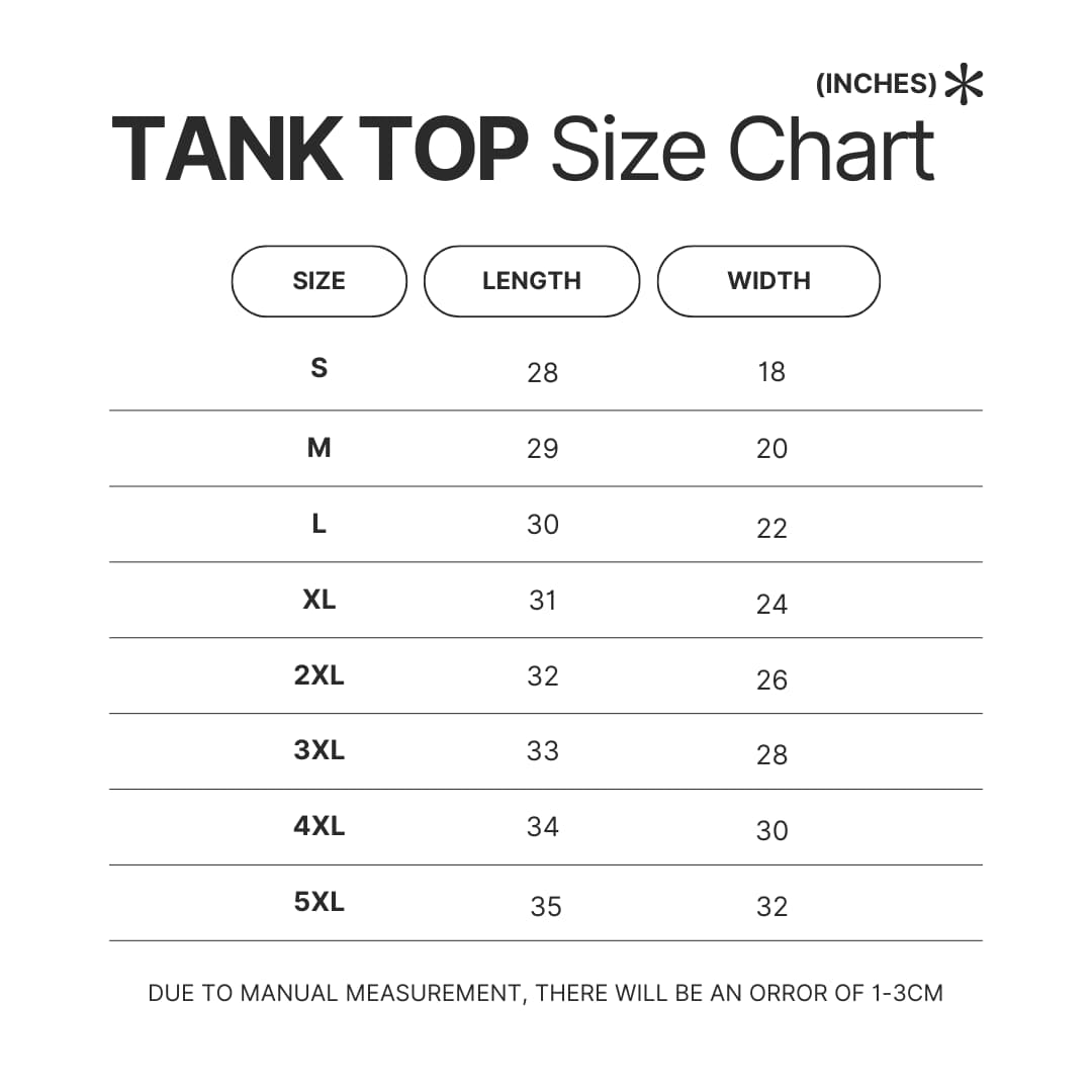 Tank Top Size Chart - BT21 Merch