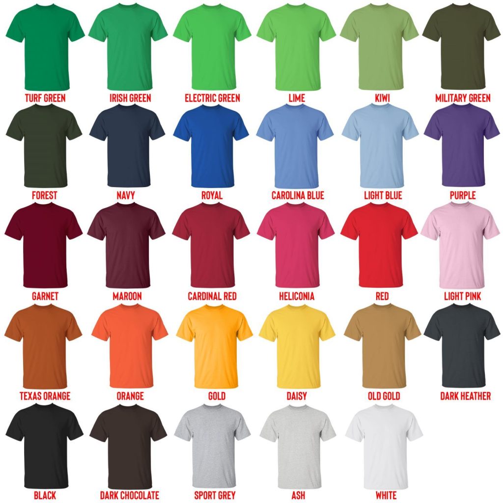 t shirt color chart - BT21 Merch