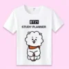 Kawaii Cartoon Bt21 Peripheral Short Sleeved T Shirt Shooky Rj Tata Chimmy Cooky Anime Cute Clothes 3 - BT21 Merch